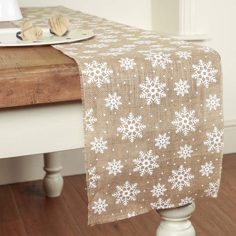 Jute Table Runner Snowflake 5m Burlap Christmas Table Runner