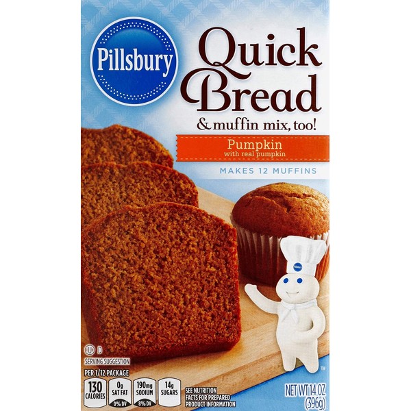 Pillsbury Quick Bread and Muffin Baking Mix, Pumpkin, 14-Ounce Boxes (Pack of 12)