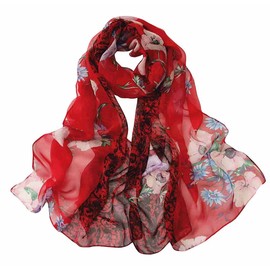 Pokeedioty Scarfs for Women Lightweight Fashion Floral Pattern Sheer Scarfs Shawl Wrap Scarves (YH-16)