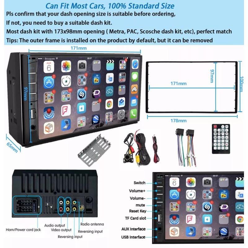 Naifay Car Stereo Double Din Radio with Bluetooth, Car Radio
