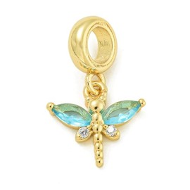 Gythara 10 pcs Dragonfly Theme Brass Cubic Zirconia Dangle Charms Large Hole Real 18K Gold Plated Insect Animal Charms for DIY Jewelry Bracelet Necklace Earring Keychain Decor