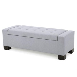 Christopher Knight Home Guernsey Fabric Storage Ottoman, Light Grey