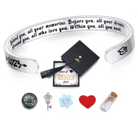SAM & LORI 2024 Unique Graduation Gifts for Her-Graduation Cap Box-Adjustable Bracelet for 5th 8th Middle School High School College Grads, Adjustable, Stainless Steel, no gemstone