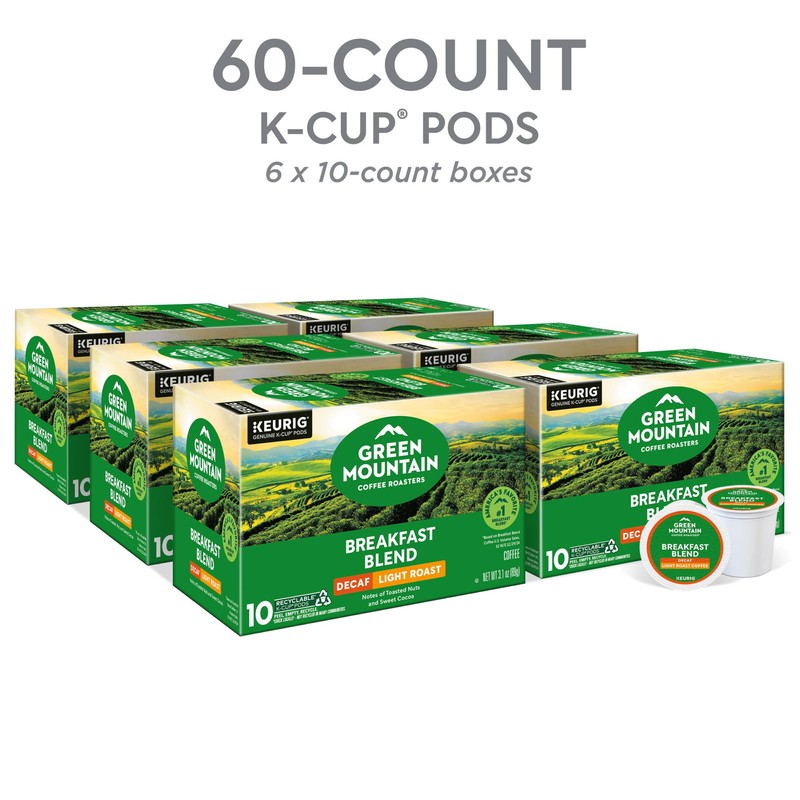 Green Mountain Coffee Roasters Breakfast Blend Decaf, Keurig Single Serve