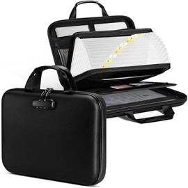 Fireproof Document Organizer Box with Lock & File Folder, Portable Hard Case Fire Proof Safe Bag for Documents Files Valuables, Home Office Travel Family, Emergency Preparation, Lightweight, Black