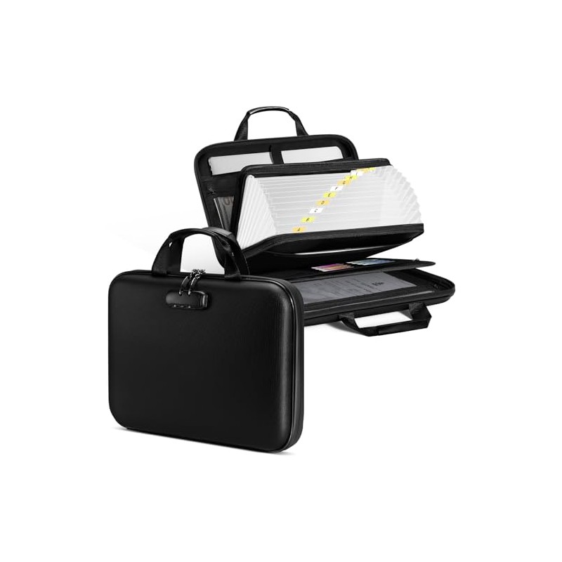 Fireproof Document Organizer Box with Lock & File Folder, Portable