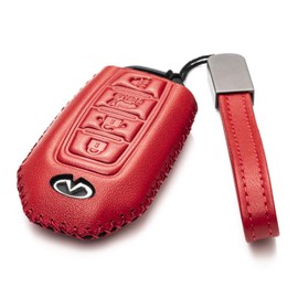 Vitodeco Leather Smart Key Fob Case Cover Protector Compatible for 2018-2025 Infiniti QX60, QX50, 2022-2023 Infiniti Q50, Q60, 2023-2025 Infiniti QX55 (4-Button, Black)