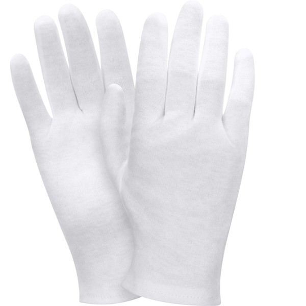2 Pairs White Cotton Gloves Moisturizing Gloves Soft Elastic Skincare Glove Working Gloves for Women Dry Hands Jewelry Inspection and More, One Size Fits Most