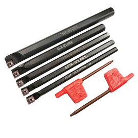 ASZLBYM S06K/S07K/S08K/S10K/S12M-SCLCR06 Juego de barras de perforación internas indexables para torno, juego de soportes para herramientas de torneado con CCMT21.51/CCMT060204 insertos de giro indexables de carburo + 5 llaves T8
