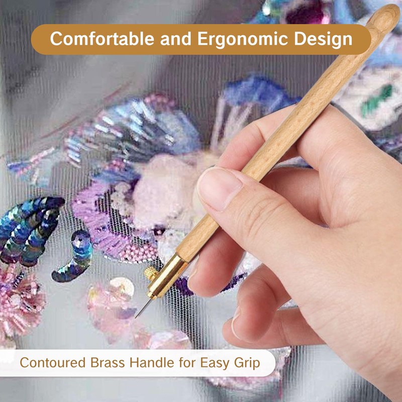 BRBASAP Tambour Embroidery Hook Needle Kit Beading Tool with 3