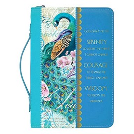 God Grant Me Serenity Prayer Peacock Blue Large Faux Leather Bible Cover