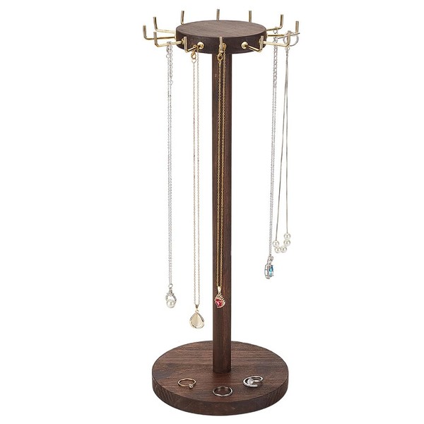 AHANDMAKER - Wooden Necklace Stand, 16.14 Inch Wooden Jewellery Stand
