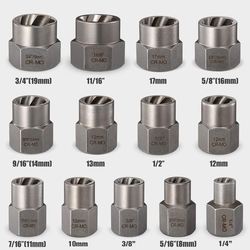 REXBETI Impact Bolt & Nut Remover Set, 13+1 Pieces Bolt