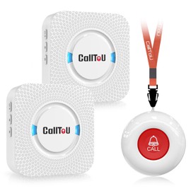 CallToU Caregiver Pager Wireless Call Button Nurse Alert System 500+ Feet for Home/Elderly/Patient/Disabled 2 Plugin Receiver 1 Waterproof Transmitter