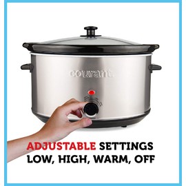 Courant Oval Slow Cooker Crock, with Easy Options 8.5 Quart Dishwasher Safe Pot, Stainless Steel