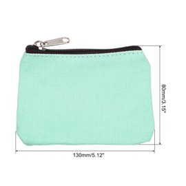 PATIKIL 3" x 5" Coin Purse Pouch, 2 Pack Change Purses Small Organizer Bags with Zipper Canvas for Home, Light Green Pink