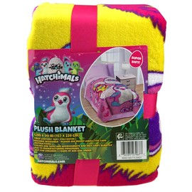 Hatchimals Plush Blanket Girls Bedding Twin Size Super Soft, 62" x 90", Multicolor