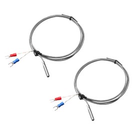 QUARKZMAN K Type Thermocouple Temperature Sensor Probe 5 x 30 mm 3.3 ft Wire 0 to 600 °C (32 to 1112°F) Stainless Steel Pack of 2
