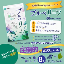 ブルベリーフ ブルーベリー ポリフェノール ルテイン サプリメント (大学/県との共同研究) 九州産 ゼアキサンチンプロアントシアニジン クロロゲン酸 農薬不使用 90日分