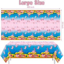 BeYumi 3Pack Pink Cartoon Axolotl Party Table Cover Reptile Animals Waterproof Disposable Tablecover Plastic Rectangle Tablecloth for Girl Axolotl Birthday Baby Shower Party Supplies, 54x108 inch