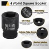 HARFINGTON 4 Point Square Socket 1/2" Drive 15mm Metric Square