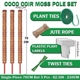 MONTIVO 3 Pack 28 Inch Moss Pole, Stackable Moss Poles for Climbing Plants Monstera, Tall Plant Sticks Accessories, Large Coir Monstera Plant Support Stakes for Potted Plants Indoor, Pothos