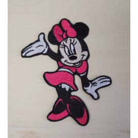 Handmade Hot Pink Minnie Mouse 5 inch Iron on Embroidered Applique Patch