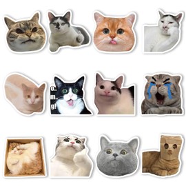 12Pcs Funny Cat Meme Fridge Magnets Cute Refrigerator Magnetic Stickers Decor Morale Humorous Housewarming Gift for Home Office Cabinets School Locker Whiteboard Dishwasher Thickened Strong Magnetic