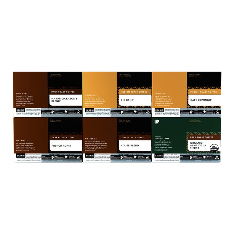 Peet's Coffee Bestsellers Variety Pack K-Cup Coffee Pods for Keurig