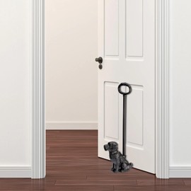Long Handle Door Stoppers, Cast Iron Heavy Door Stop, Decorative Door Holder to Keep Door Open, Portable Tall Door Stopper, Funny Cute Animal Floor Door Stops for Home, Vintage Brown (Dog)