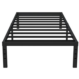 Upcanso 16 Inch Twin Bed Frames No Box Spring Need, Metal Platform Bed Frame Twin Size Heavy Duty Mattress Foundation with 14 Inch Storage, Eassy Assembly Non-slip 2,500 lbs Steel Slats Support, Black