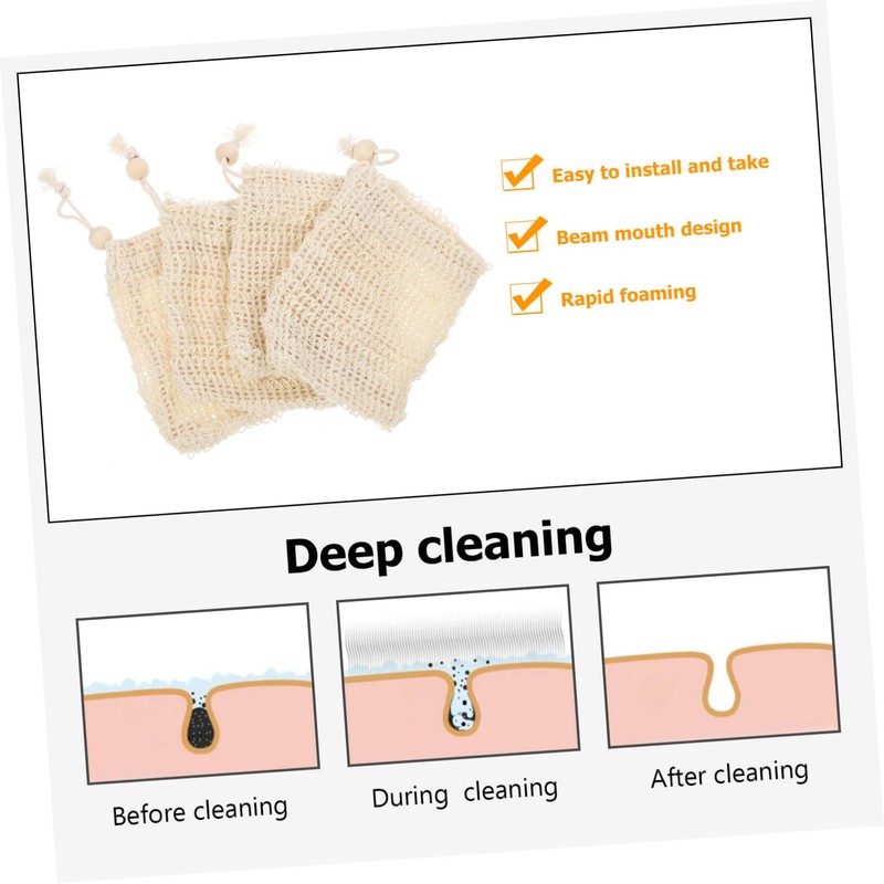 4pcs Cotton Linen Soap Pouch Bath Soap Pouch Soap Scrubber