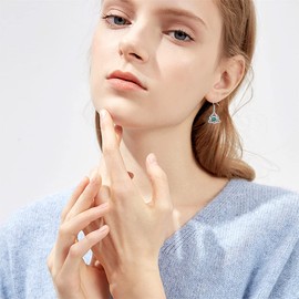 Irish Claddagh Earrings 925 Sterling Silver Simulated Birthstone Emerald Green Dangle Drop Earrings Celtic Knot Jewelry Gifts for Women Wife Mom, Cubic Zirconia