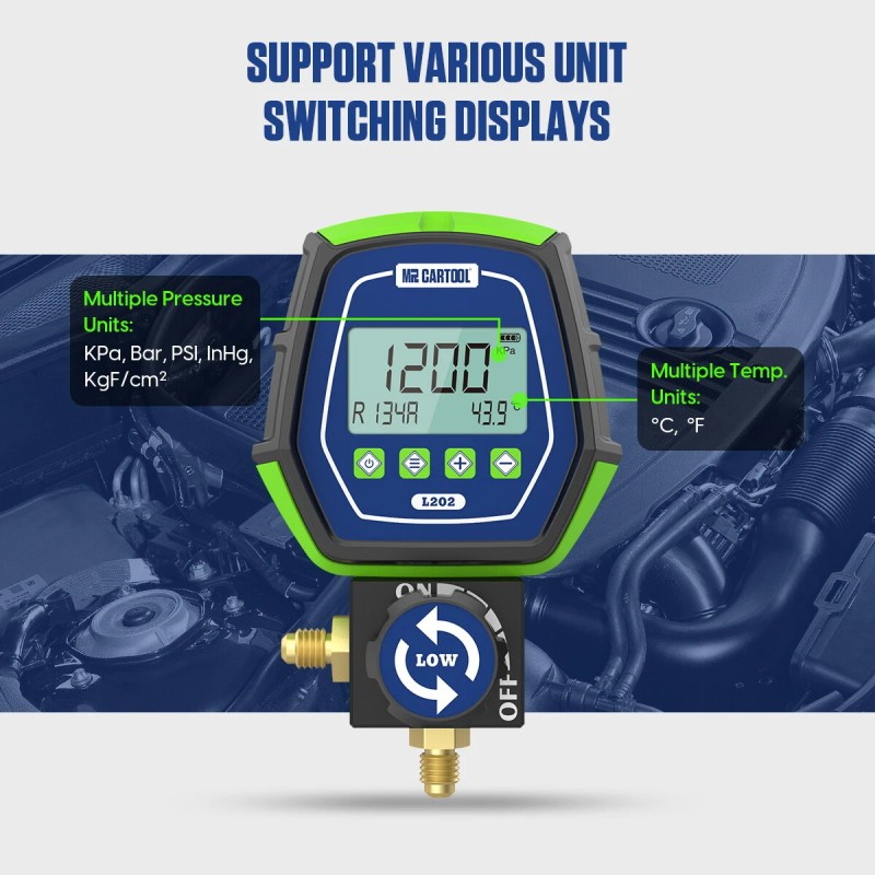 MRCARTOOL HVAC Digital Refrigeration Manifold Gauge Vacuum Pressure Leakage Meter