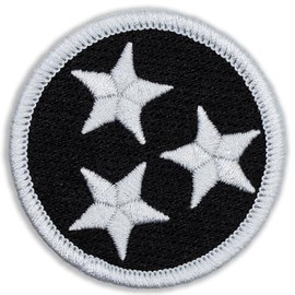 Black & White Tennessee Tristar Patch - 2" Diameter Round Embroidered Patch (Iron-on)