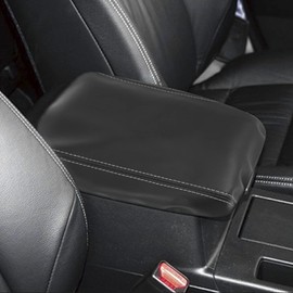 X AUTOHAUX Car Center Console Lid Armrest Seat Box Cover Protector Replacement with White Line Microfiber Leather for Honda CR-V 2014-2016