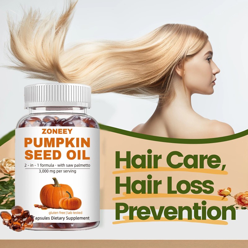 ZONEEY Pumpkin Seed Oil Saw Palmetto 3000 mg - Bladder