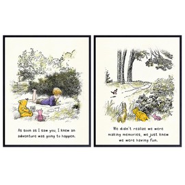 Winnie Pooh Quotes Set - AA Milne positive Sayings - Gallery Wall Art Kids Bedroom Decor - Nursery Wall Decor - Baby Boys Girls, Toddler - Family room, playroom Classroom Decorations, Teacher Gift