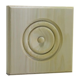 EWAP90 Rosette Casing Corner Block 1" x 3" Square Unfinished, Poplar