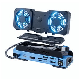 Detachable Dual Cooling Fans 16 in 1 Steam Deck Docking Station with 4K@60Hz 4 USB Ports,1000Mbps,SD/TF Slot,USB-C 100W PD,HDMI,M.2 NVMe Enclosure, 40Gbps Adapter for Steam Deck/Rog Ally/Legion Go