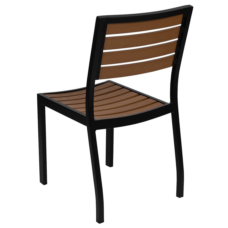 Flash Furniture Lark Outdoor Stackable Side Chair with Faux Teak
