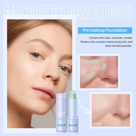 HOSAILY Green Color Corrector Fix Stick, Color Correcting Concealer Makeup Perfect Primer, Dullness &Redness Reducer, Conceals Blemishes, Long-Wearing Coverage Tinted Moisturizer Makeup Balm Stick