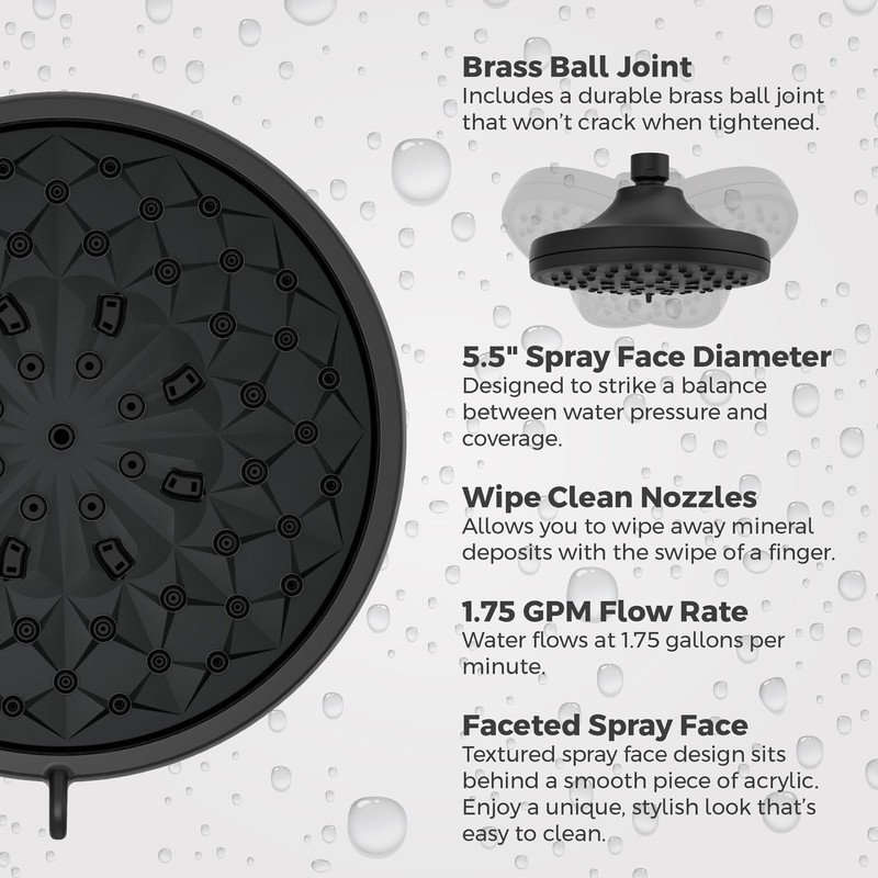 Pfister HydroFuse Shower Head, Shower Arm Not Included, 6-Function, 1.75
