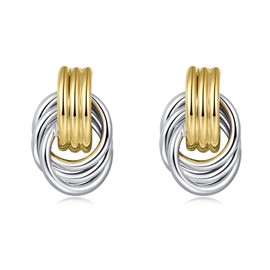 LILIE&WHITE Earrings for Women Gold and Silver Double-Tone Twisted Knot Drop Earrings – Unique Statement Design for Everyday Elegance