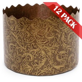 Paska Form Easter Bread Pans, Easter Bread Pans, 12 Pieces, 15 Ounce, Easter Bread Paper Mould, Large Pasha Mould, Panettone Mould, Brown, 12 Pieces, W 2 x H 3.35 Inch