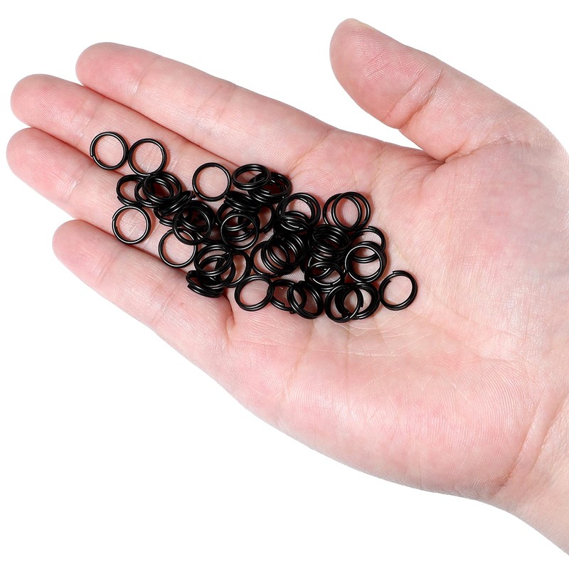 50 Pieces Black Split Rings 10 mm Metal Round Key