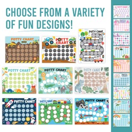 Hadley Designs Hadley Designs Potty Training Chart for Boys with Fun Reward Stickers C 10 Potty Chart for Toddlers Girls, 8.5x11" Potty Training Sticker Chart for Toilet Success, Dinosaur Reward Chart for Kids