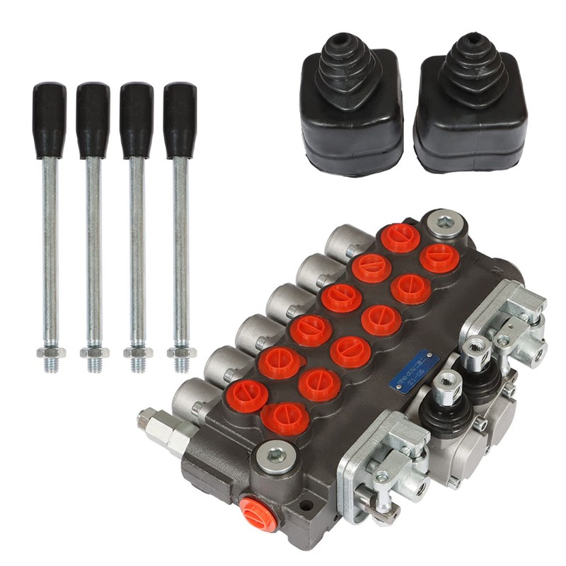 waltyotur Hydraulic Directional Control Valve w/ 2 Joystick 6 Spool