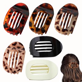 Eastrise 6 Pack Flat Hair Clips for Women,Curved Design Hair Clips for Lying,Driving,Matte Strong Hold Hair Claw Clips for Thin,Thick Hair,Hair Accessories for Women and Girls-Leopard Print