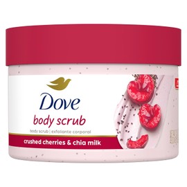 Dove Exfoliating Body Polish Crushed Cherries & Chia Milk Skin Care For Revitalized Skin Formulated With ¼ Moisturizing Cream 10.5 oz